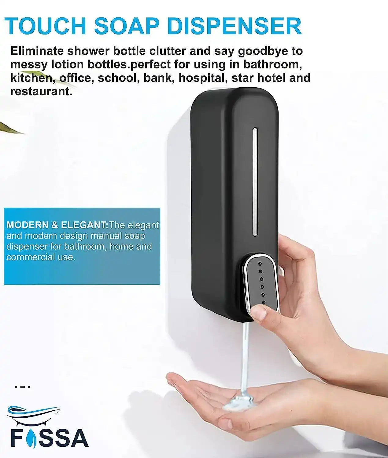 350 ml Wall Mounted Black manual Soap Dispenser